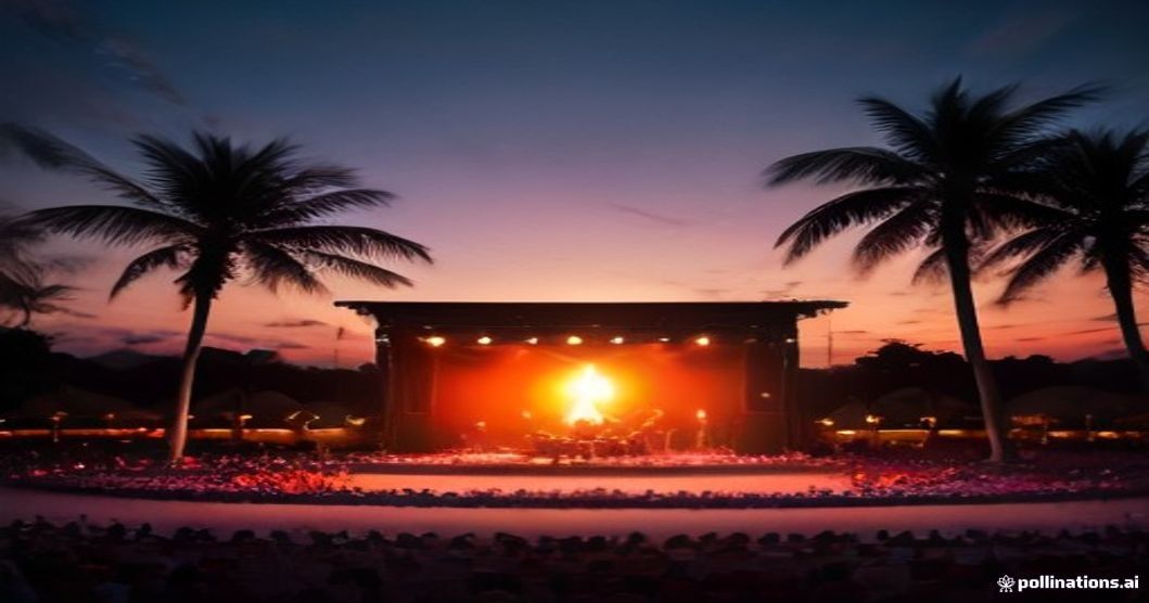 Palco ao ar livre do Festival de Jazz em Pernambuco com músicos e público animado